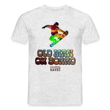 Pistenrocker: Snowboard-Opa im Tiefschnee - Männer T-Shirt - Grau meliert - Vorne - AI Model Male 178 dark (178cm)