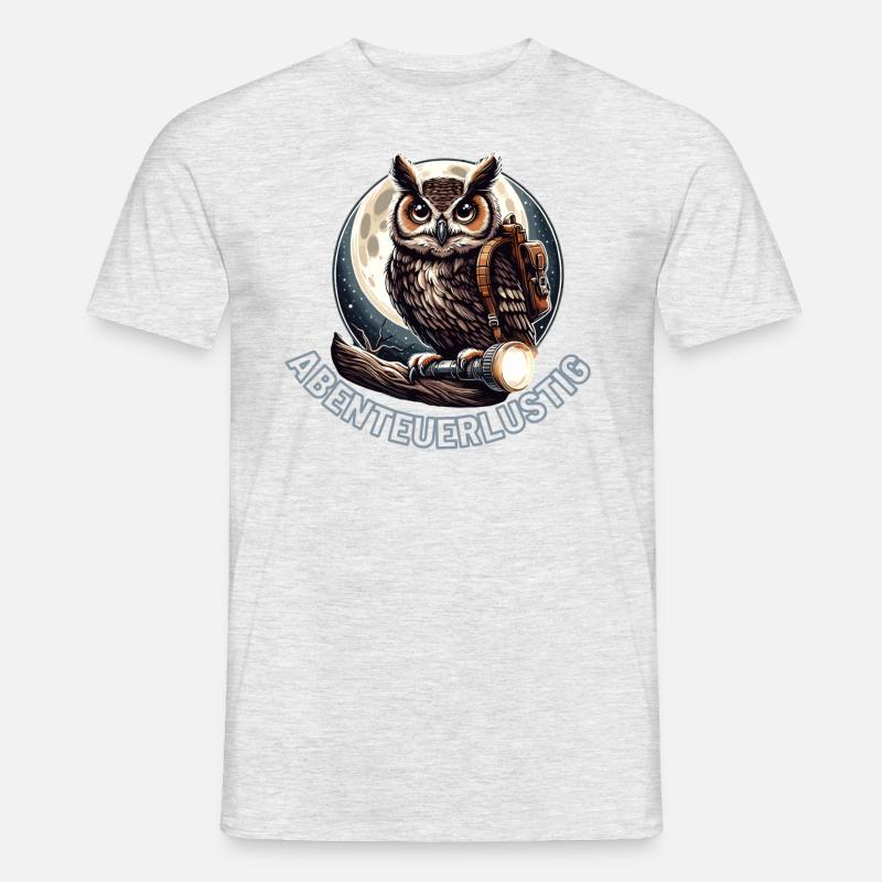 Abenteuerlustige Eule - Männer T-Shirt - Grau meliert