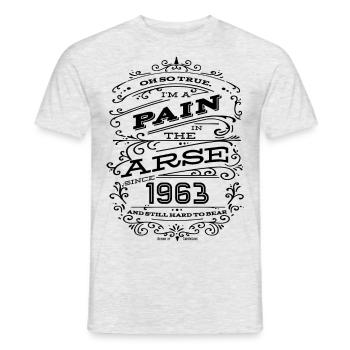 Hillarious Funny Birthday Shirt 1963 Black Edition - Men's T-Shirt - heather grey - Front - AI Model Male 178 dark (178cm)