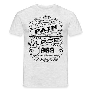 Hillarious Lustiges Geburtstagsshirt 1969 Black Edition - Männer T-Shirt - Grau meliert - Vorne - AI Model Male 178 dark (178cm)
