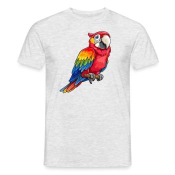 Farbenfroher Ara Auf Grauem Hintergrund - Männer T-Shirt - Grau meliert - Vorne - AI Model Male 178 dark (178cm)