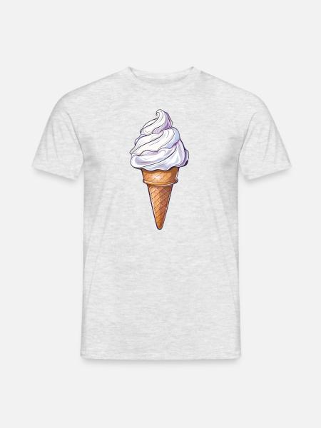 Sommersüße Eistüte Mit Sahnehäubchen - Männer T-Shirt - Grau meliert