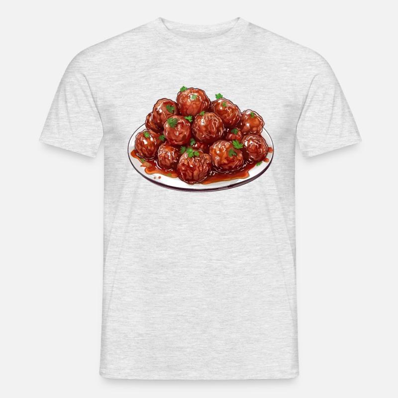 Saftige Fleischbällchen Mit Kräutern - Männer T-Shirt - Grau meliert
