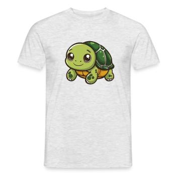 Tortue mignonne avec de grands yeux - T-shirt homme - gris chiné - Devant - AI Model Male 178 dark (178cm)