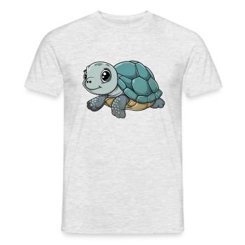 Mignon bébé tortue avec de grands yeux - T-shirt homme - gris chiné - Devant - AI Model Male 178 dark (178cm)