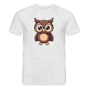 Hibou espiègle avec de grands yeux - T-shirt homme - gris chiné - Devant - AI Model Male 178 dark (178cm)