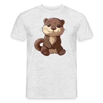 Mignon accroche-regard de loutre pour les amoureux des animaux - T-shirt homme - gris chiné - Devant - AI Model Male 178 dark (178cm)