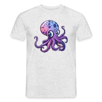 Cute Purple Octopus with Big Eyes - Men's T-Shirt - heather grey - Front - AI Model Male 178 dark (178cm)