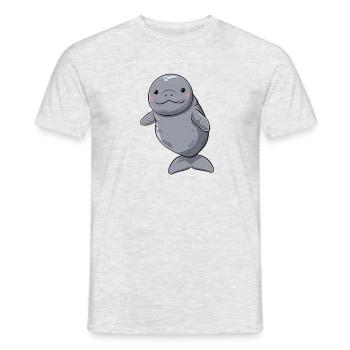 Niedlicher Manati Mit Großen Augen - Männer T-Shirt - Grau meliert - Vorne - AI Model Male 178 dark (178cm)