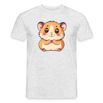 Hamster mignon avec de grands yeux - T-shirt homme - gris chiné - Devant - AI Model Male 178 dark (178cm)