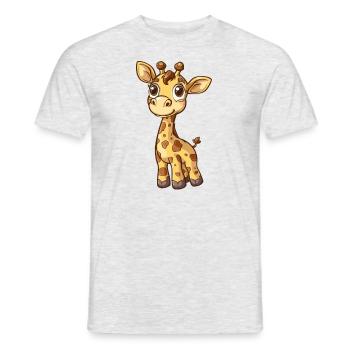 Girafe mignonne avec de grands yeux - T-shirt homme - gris chiné - Devant - AI Model Male 178 dark (178cm)