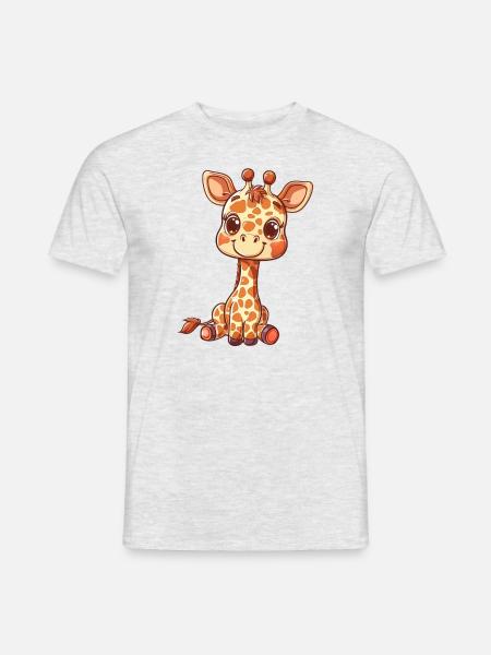Niedliche Giraffenzeichnung Für Kinder - Männer T-Shirt - Grau meliert