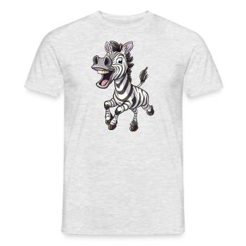 Zèbre joyeux avec un sourire - T-shirt homme - gris chiné - Devant - AI Model Male 178 dark (178cm)