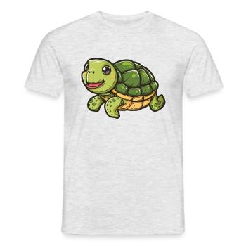 Lächelnde Schildkröte In Pastellfarben - Männer T-Shirt - Grau meliert - Vorne - AI Model Male 178 dark (178cm)