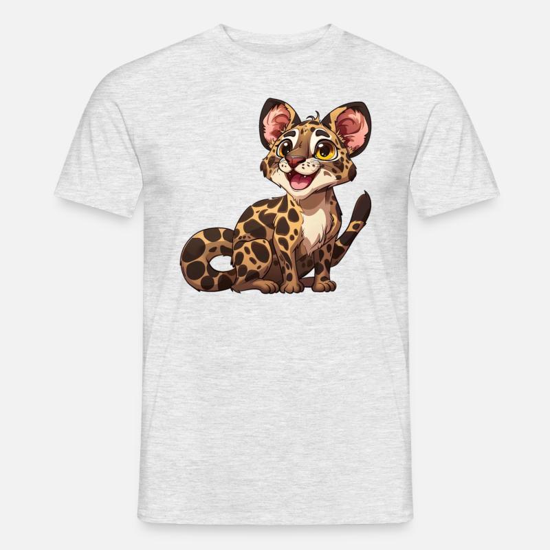 Verspielter Junger Leopard Blick - Männer T-Shirt - Grau meliert