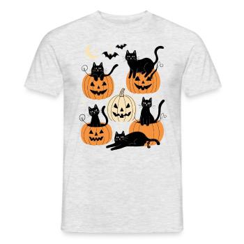 Lustige Katzen Halloween - Männer T-Shirt - Grau meliert - Vorne - AI Model Male 178 dark (178cm)