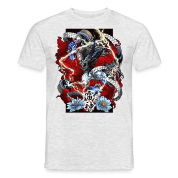 Raijin Bleu, Dieu du Tonnerre - T-shirt homme - gris chiné - Devant - AI Model Male 178 dark (178cm)