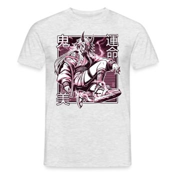 Démon Kunoichi rose - T-shirt homme - gris chiné - Devant - AI Model Male 178 dark (178cm)