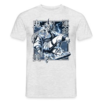 Démon Kunoichi bleu - T-shirt homme - gris chiné - Devant - AI Model Male 178 dark (178cm)