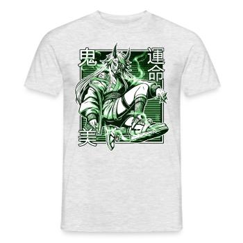 Démon Kunoichi Vert - T-shirt homme - gris chiné - Devant - AI Model Male 178 dark (178cm)