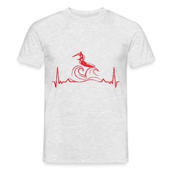 Coole Kunst Des Surfenden Wellen-herzschlags Für - Männer T-Shirt - Grau meliert - Vorne - AI Model Male 178 dark (178cm)