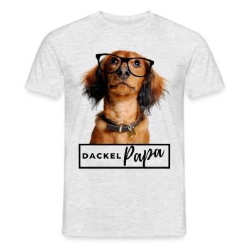 Dackel Papa - Dackel mit Brille - Männer T-Shirt - Grau meliert - Vorne - AI Model Male 178 dark (178cm)
