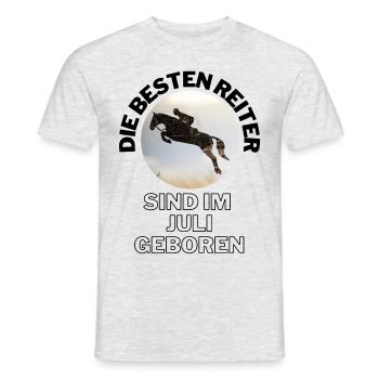 Die BESTEN REITER sind im JULI geboren - Pferd - Männer T-Shirt - Grau meliert - Vorne - AI Model Male 178 dark (178cm)
