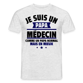 papa médecin : cadeau fête des pères - T-shirt homme - gris chiné - Devant - AI Model Male 178 dark (178cm)