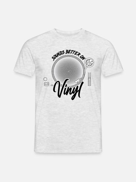 Sounds Better On Vinyl DJ Geschenk Schallplatte - Männer T-Shirt - Grau meliert