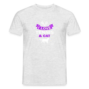 Cadeau d'amour de tennis chat sport - T-shirt homme - gris chiné - Devant - AI Model Male 178 dark (178cm)