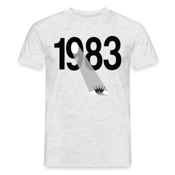 1983 41e anniversaire - T-shirt homme - gris chiné - Devant - AI Model Male 178 dark (178cm)