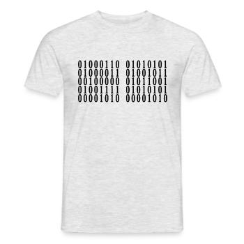 Binary « Fuck You » - T-shirt homme - gris chiné - Devant - AI Model Male 178 dark (178cm)