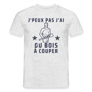j peux pas j ai du bois à couper - T-shirt homme - gris chiné - Devant - AI Model Male 178 dark (178cm)