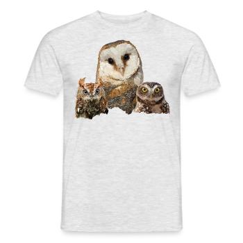 Scops owl, Little Owl and Owl - Men's T-Shirt - heather grey - Front - AI Model Male 178 dark (178cm)