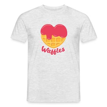 sweet kawaii waffle in heart shape - Men's T-Shirt - heather grey - Front - AI Model Male 178 dark (178cm)
