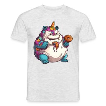 Licorne, graisse et surpoids licorne arc-en-ciel - T-shirt homme - gris chiné - Devant - AI Model Male 178 dark (178cm)