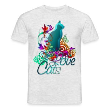 LOVE CATS with text - Men's T-Shirt - heather grey - Front - AI Model Male 178 dark (178cm)