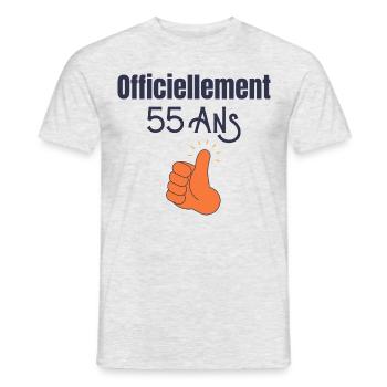 Officiellement 55 Ans - T-shirt homme - gris chiné - Devant - AI Model Male 178 dark (178cm)