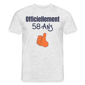 Officiellement 58 Ans - T-shirt homme - gris chiné - Devant - AI Model Male 178 dark (178cm)