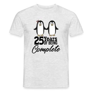 25 ans complets ! Mariage argenté - T-shirt homme - gris chiné - Devant - AI Model Male 178 dark (178cm)
