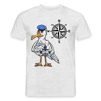 Marin maritime mouette boussole windrose nautique - T-shirt homme - gris chiné - Devant - AI Model Male 178 dark (178cm)