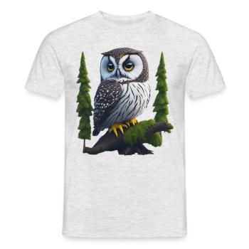 Petit hibou grand-duc - T-shirt homme - gris chiné - Devant - AI Model Male 178 dark (178cm)