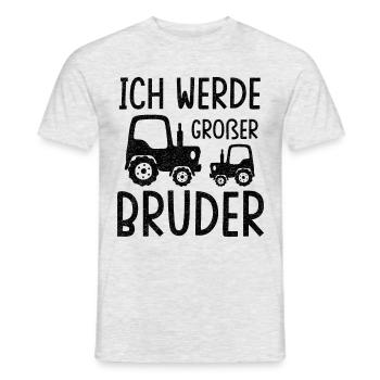 Traktor Ich Werde Großer Bruder Trecker Babyparty - Männer T-Shirt - Grau meliert - Vorne - AI Model Male 178 dark (178cm)