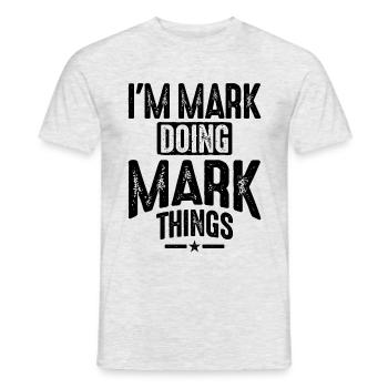 Marque de nom personnalisée Mens Funny - T-shirt homme - gris chiné - Devant - AI Model Male 178 dark (178cm)