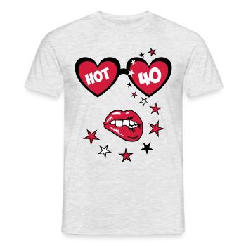 Kussmund HOT 40. Geburtstag Sexy Sonnenbrille - Männer T-Shirt - Grau meliert - Vorne - AI Model Male 178 dark (178cm)