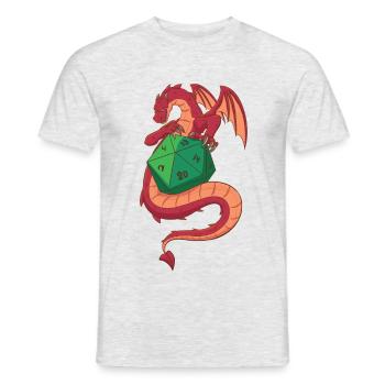 Dragon & D20 (Role-playing games) - Men's T-Shirt - heather grey - Front - AI Model Male 178 dark (178cm)
