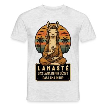 Lamasté – Lustiges Lama Yoga Design - Männer T-Shirt - Grau meliert - Vorne - AI Model Male 178 dark (178cm)