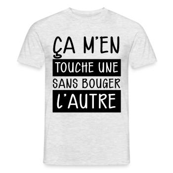 Humour Ça M'en Touche Une Sans Bouger L'Autre - T-shirt homme - gris chiné - Devant - AI Model Male 178 dark (178cm)