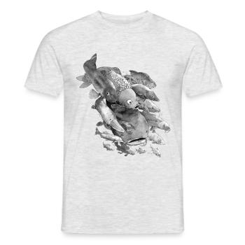 Angler T-Shirt - Männer T-Shirt - Grau meliert - Vorne - AI Model Male 178 dark (178cm)