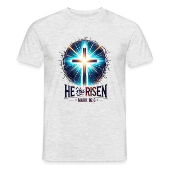 Auferstehung Jesus Botschaften aus der Bibel - Männer T-Shirt - Grau meliert - Vorne - AI Model Male 178 dark (178cm)